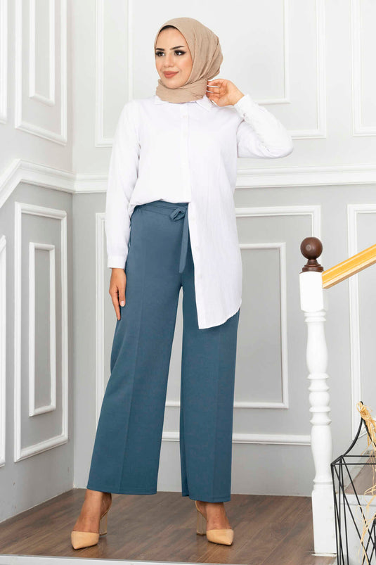 Wide Leg Modest Pants Indigo