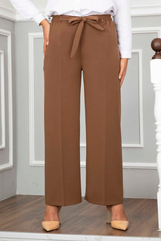 Wide Leg Modest Trousers Brown