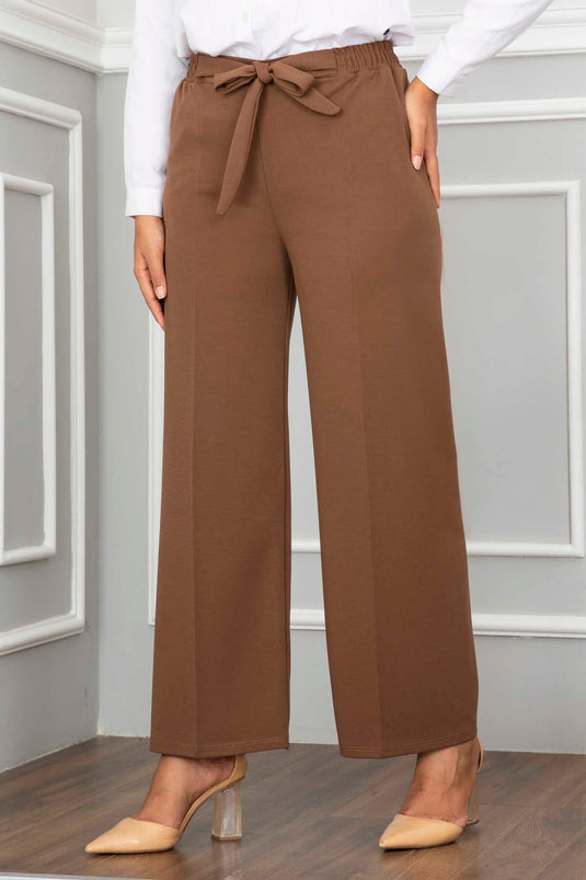 Wide Leg Modest Trousers Brown