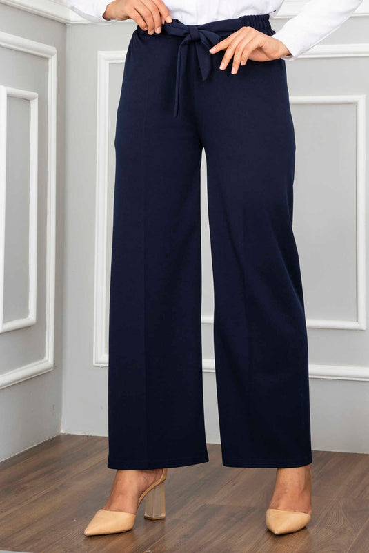 Wide Leg Modest Pants Navy Blue