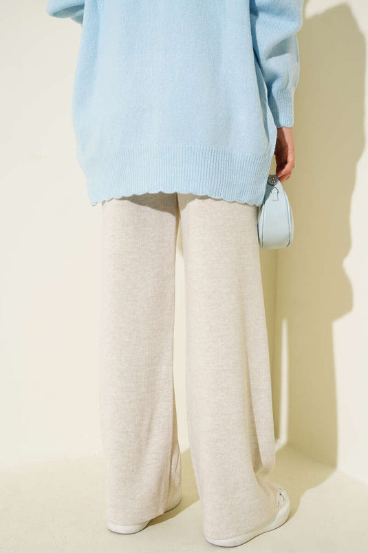 Pantalon Tricot Large Beige