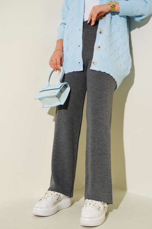 Bol Paça Triko Pantolon Füme