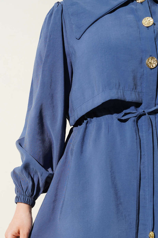 Bolero Detail Waist Tunnel Two Piece Set Indigo