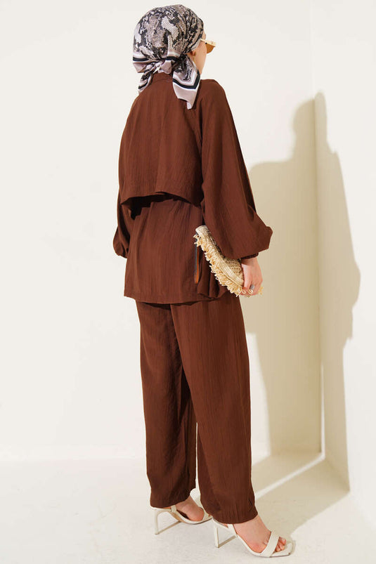 Bolero Detaylı İkili Takım Kahve