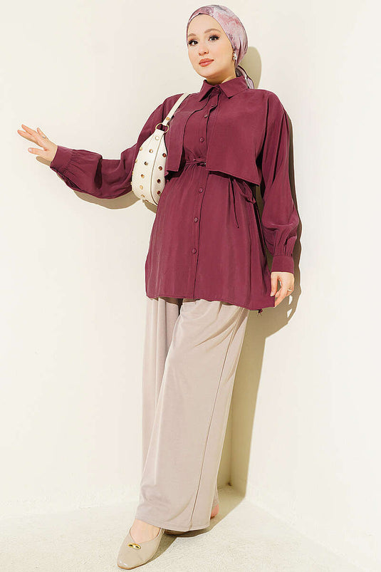 Camicia Tencel Con Fiocco E Dettagli Ruché Malva