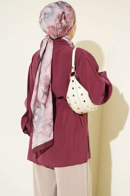 Camicia Tencel Con Fiocco E Dettagli Ruché Malva