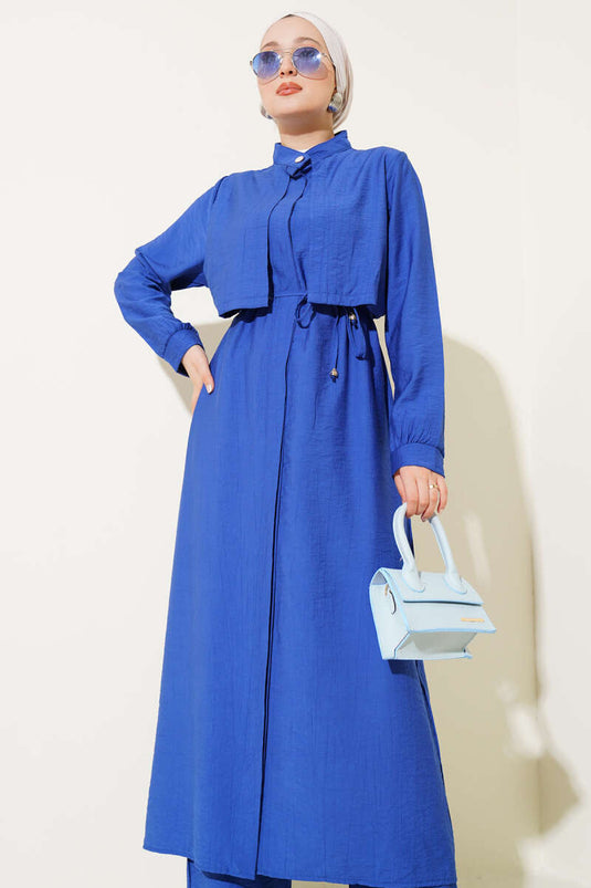 Bolero Detailed Long Tunic Two Piece Set Saxe