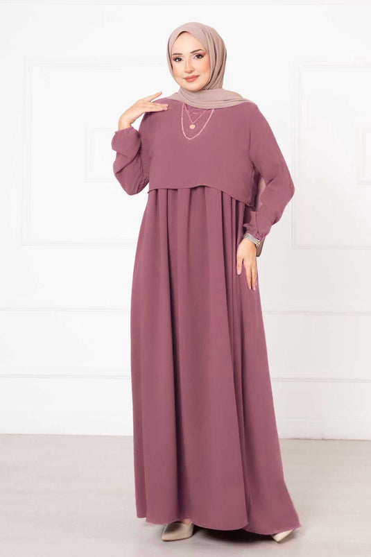 Bolero Görünümlü Elbise Koyu Pudra