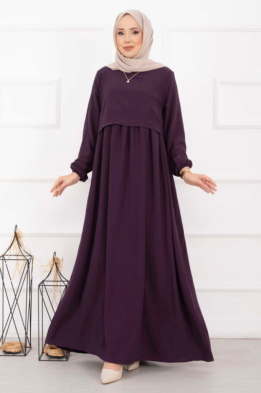 Bolero Görünümlü Elbise Mürdüm