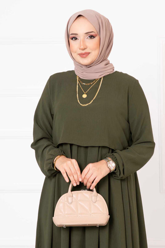 Vestido Hijab Estilo Bolero Color Caqui