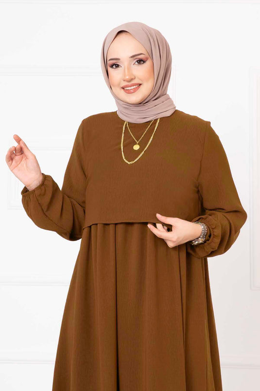 Bolero Styled Modest Dress Brown