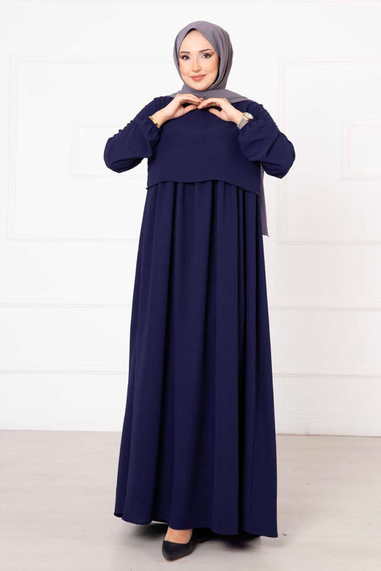 Hijab-Kleid im Bolero-Look, Marineblau