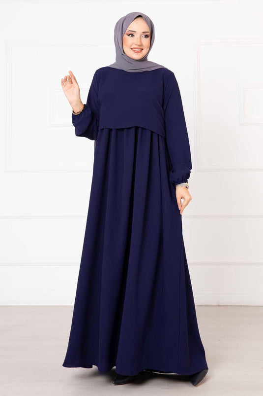 Hijab-Kleid im Bolero-Look, Marineblau