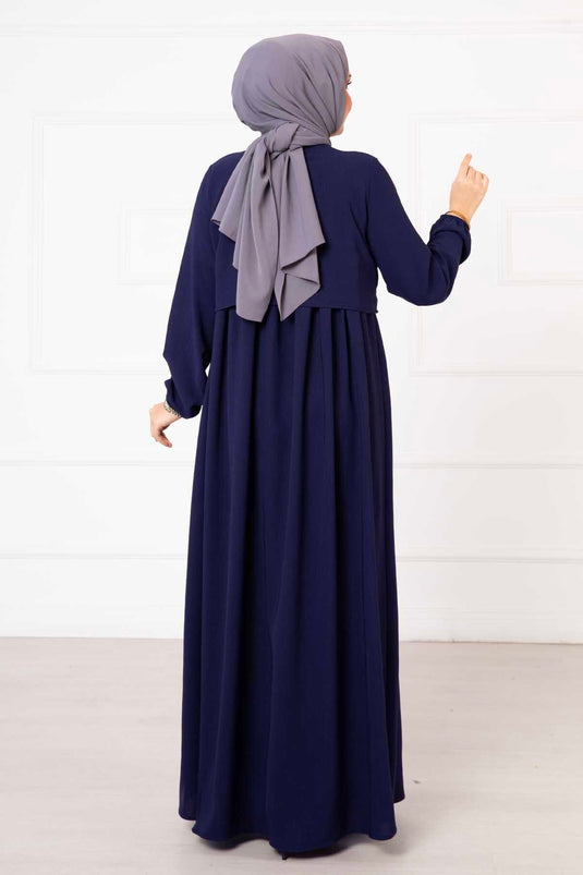 Hijab-Kleid im Bolero-Look, Marineblau