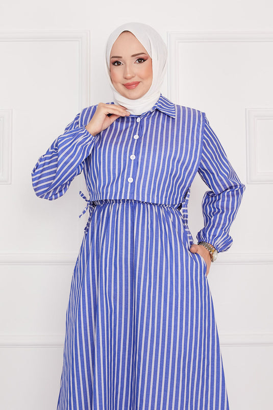 Bolero Gestreiftes Hijab Kleid Indigo