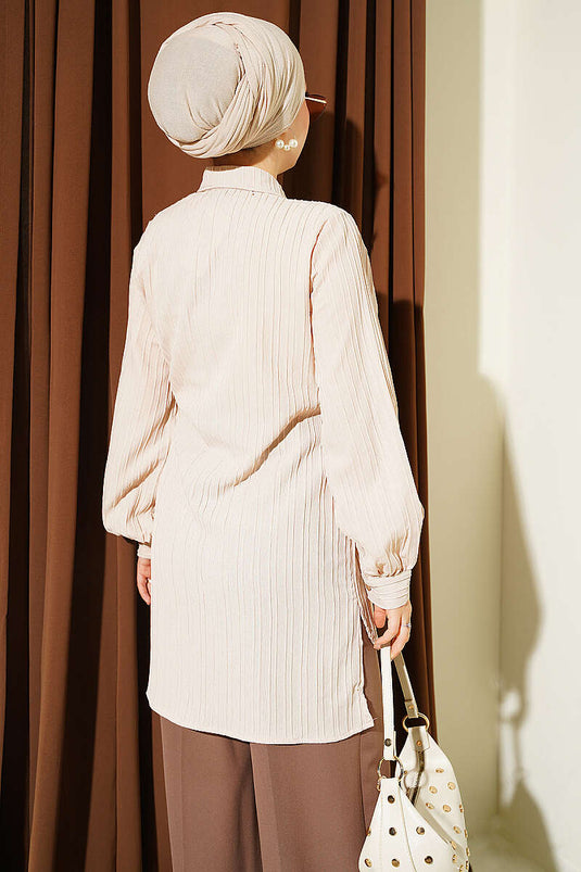 Chemise Beige À Nœud Avec Style Boléro