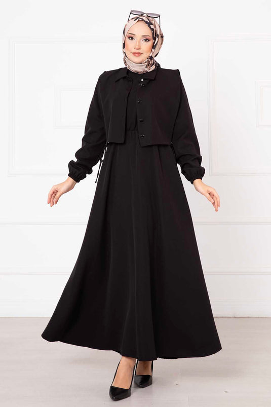 Ensemble robe hijab boléro noir