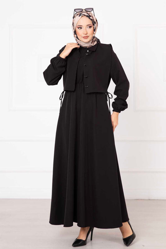 Ensemble robe hijab boléro noir