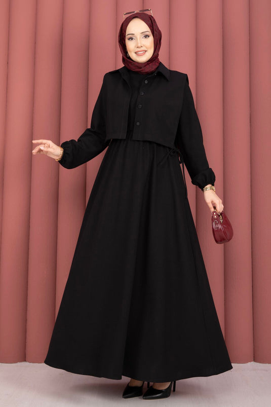 Completo Abito Tesettür Bolero Nero