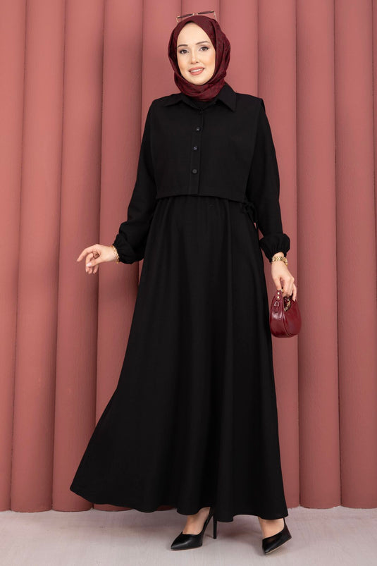 Completo Abito Tesettür Bolero Nero