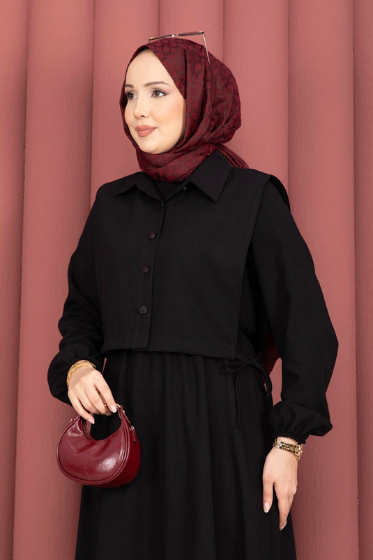 Completo Abito Tesettür Bolero Nero