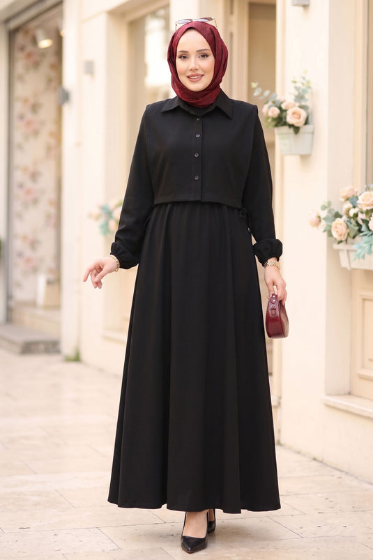 Completo Abito Tesettür Bolero Nero