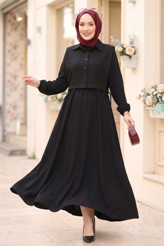 Completo Abito Tesettür Bolero Nero