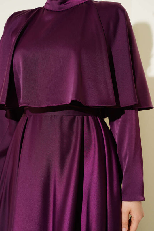 Satin Evening Dress with Boleron, Plum