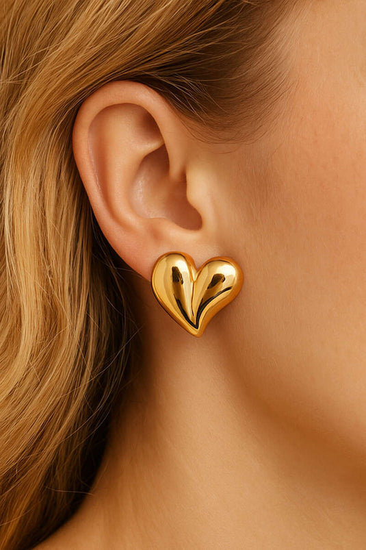 Bombeli Kalp Küpe Gold