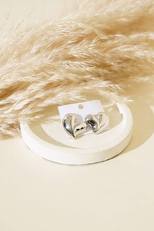 Boucles d'oreilles cœur bombé en argent