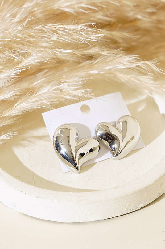 Boucles d'oreilles cœur bombé en argent