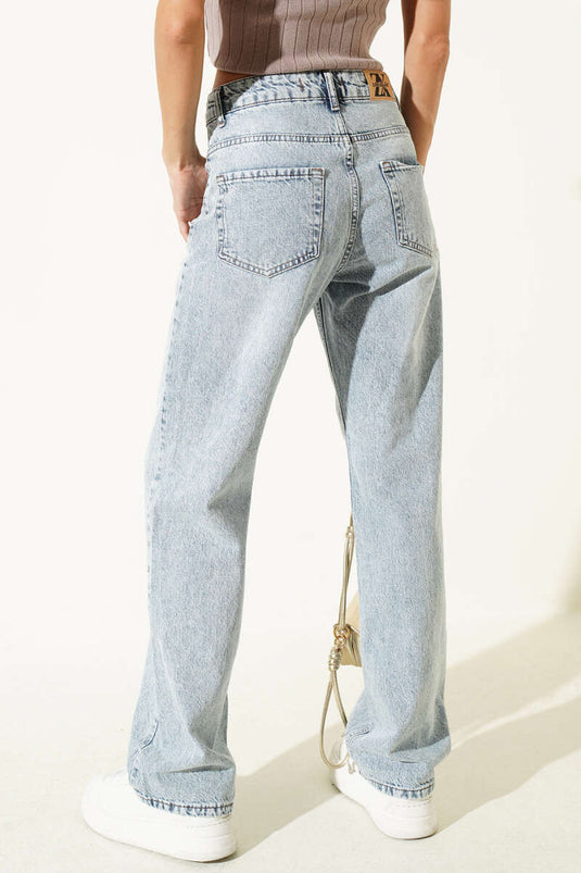 Hellblaue Jeans Mit Cargo-Taschen