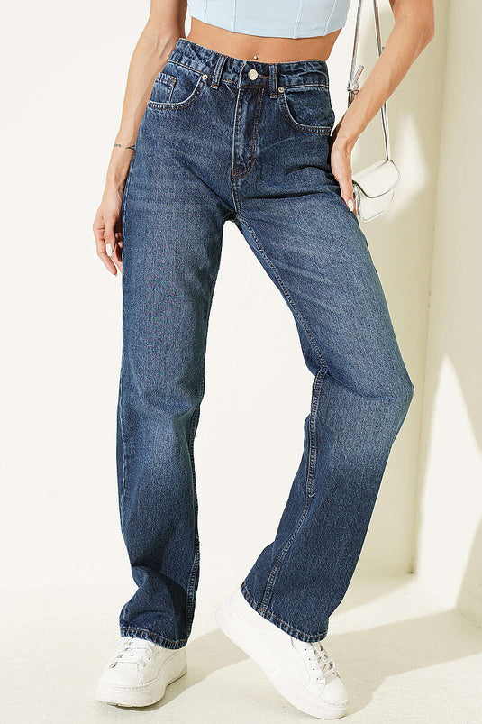 Blauwe Denim Broek Met Cargo Zakken