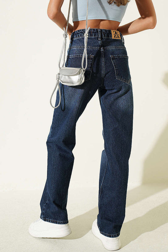 Blauwe Denim Broek Met Cargo Zakken
