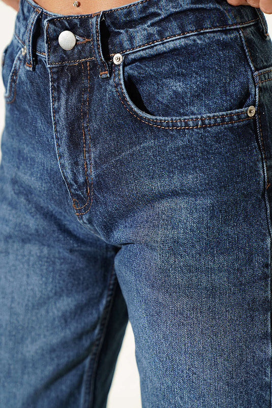 Blauwe Denim Broek Met Cargo Zakken