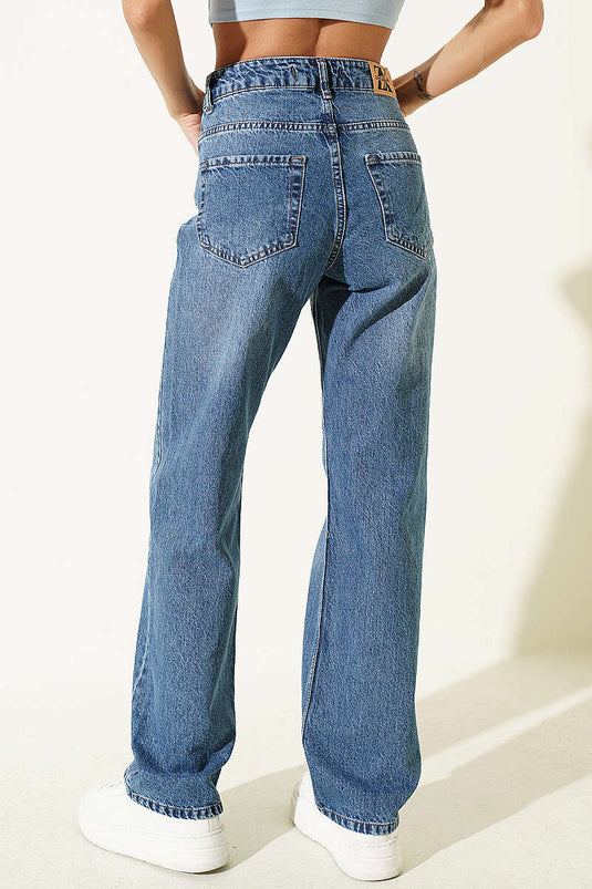 Blaue Jeans Mit Cargo-Taschen