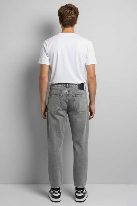 Tapered Leg Slim Fit Denim Men's Pants Gray