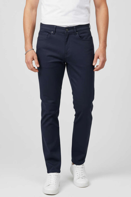 Pantalon droit en lycra pour homme, bleu marine