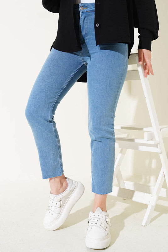 Torn Knee Ripped Jeans Pants Blue