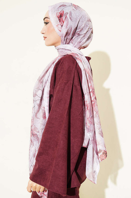 Écharpe En Bambou À Motif Floral Botanique Couleur Rose Poussière