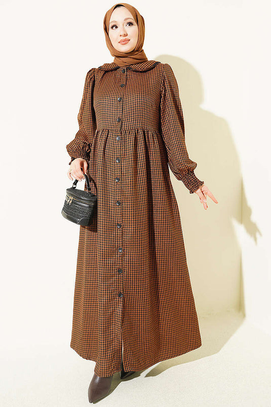 Manteau Camel À Carreaux Boutonné Pour Garçon