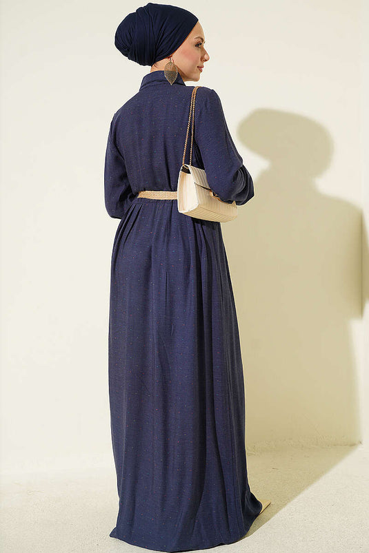 Vestito Boy Blu Navy Con Bottoni E Tasche