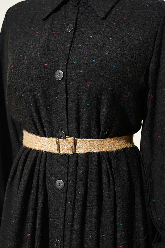 Robe Détaillée Avec Pantalon À Boutons Noir