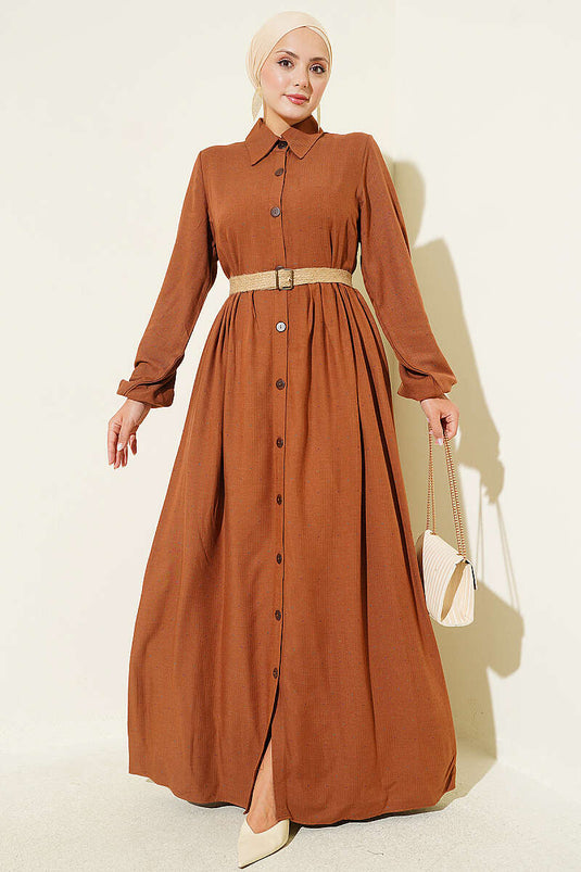 Robe Boy À Boutons Avec Poches Taba