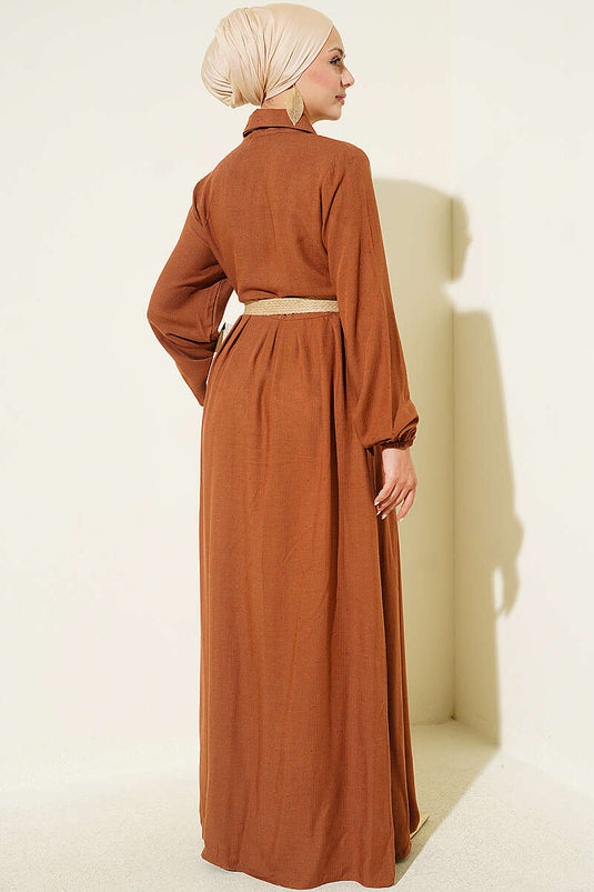 Robe Boy À Boutons Avec Poches Taba