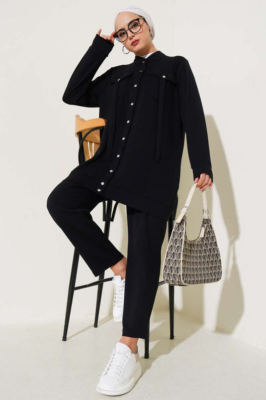 Snap-On tweedelig pak zwart