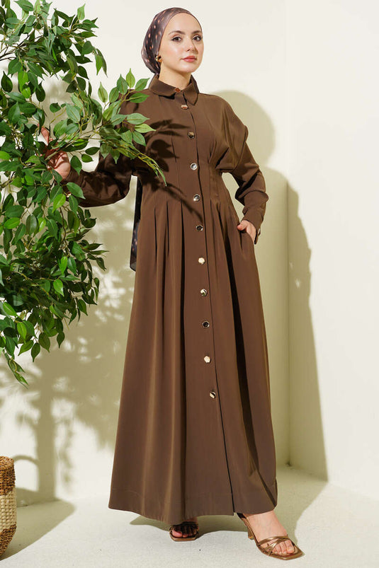 Ganzknöpfiges, tailliertes Kleid in Vizon
