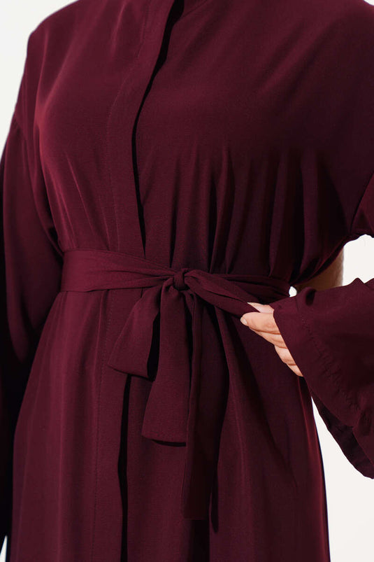 Abaya Boutonnée Rouge Claret