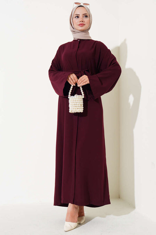 Abaya Boutonnée Rouge Claret