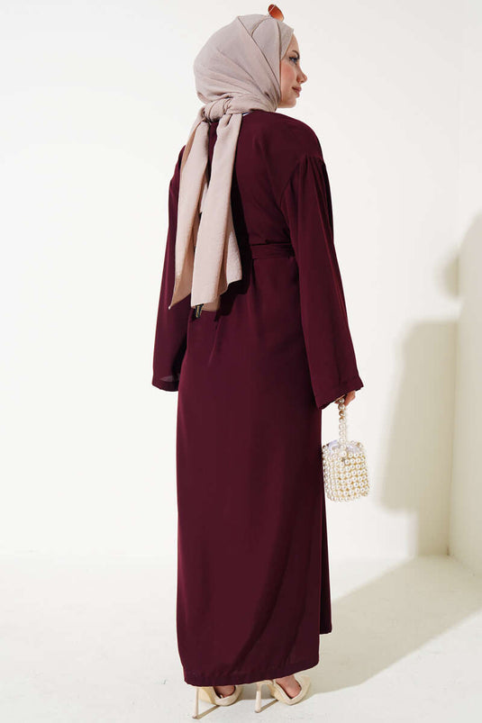 Abaya Boutonnée Rouge Claret